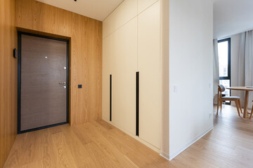 Hallway with closet in modern apartment