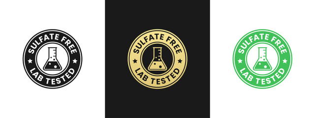 Best Sulfate free label or Sulfate free icon vector isolated in flat style. Sulfate free label vector for product packaging design element. Simple Sulfate free stamp for packaging design element.