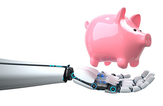 The AI helps with the investment of money. 3d illustration.