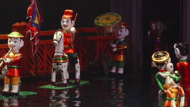 Theatrical Water Puppetry In Thang Long Water Puppet Theatre In Hanoi, Vietnam.