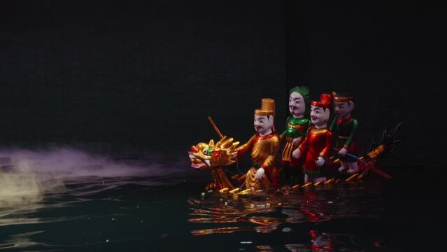 Entertaining Traditional Water Puppet Show In Hanoi, Vietnam. Close Up