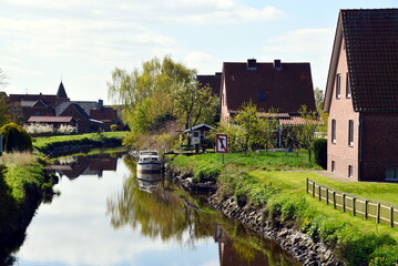Fototapeta na wymiar Panorama in Spring in Old Country, Guderhandviertel, Lower Saxony