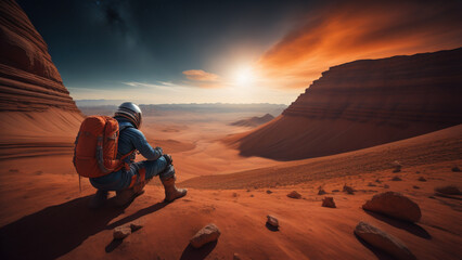 Fototapeta na wymiar Mars planet discovering. Generative AI