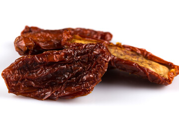dried tomatoes on white background