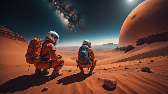 Mars Planet Discovering. Generative AI