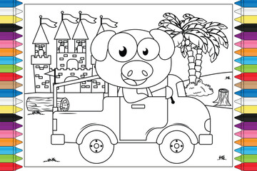 coloring animal cartoon for kids