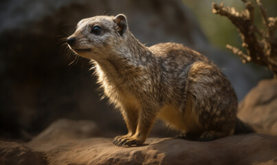 sunset photo of hyrax in its natural habitat. Generative AI