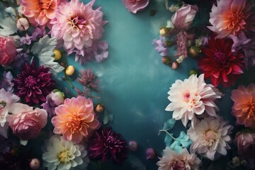 Fototapeta na wymiar mother peonies blossom flower pastel design background valentine watercolor spring color. Generative AI.
