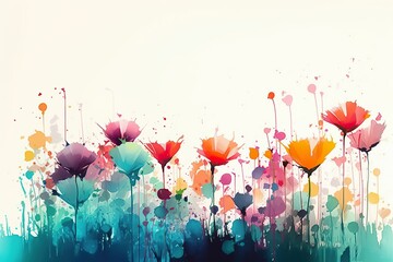 Obraz na płótnie Canvas A colorful painting of flowers on a white background Colorful abstract flower meadow illustration