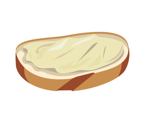 Isolated piece of bread with butter.