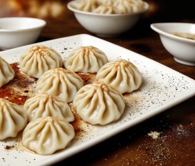 Obraz na płótnie Canvas Chinese dumplings on a plate created with generative ai
