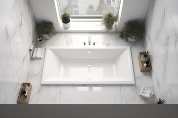 house window white design apartment interior indoor room tub home beautiful. Generative AI.