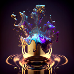 Abstract metallic liquid splash - Generative AI