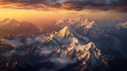 Fototapeta na wymiar sunrise in the Himalayas mountains