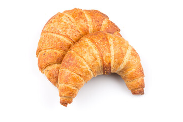 Croissant over white background