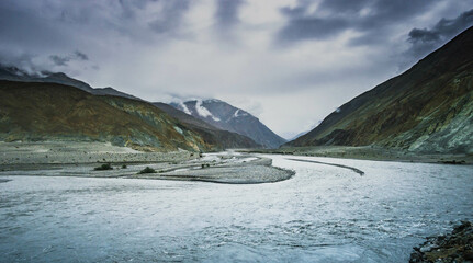 Landscape view of Leh city in falls,the town is located in the Indian Himalayas at an altitude of 3500 meters,North India.