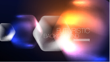 Glowing blue neon hexagons in dark space. Digital technology cyberspace hi-tech techno abstract background template
