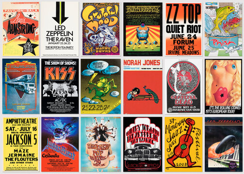 Collection of original vintage music concert posters