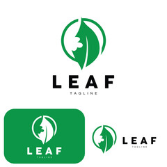 Green Leaf Logo, Ecology Natural Plant Vector, Nature Design, Illustration Template Icon