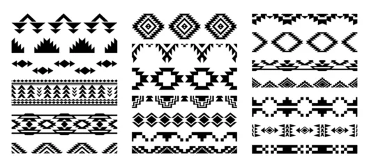 Foto op Plexiglas Boho Aztec Navajo Borders set Southwestern Art Symbols
