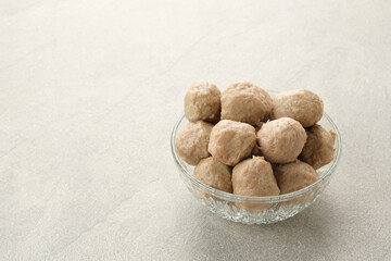 Meatballs or Bakso, made from minced beef and tapioca flour. Food preparation
