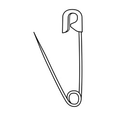 safety pin open outline vector illustration