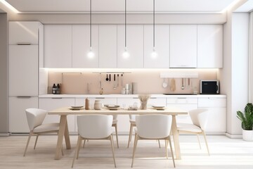 Obraz na płótnie Canvas modern interior house design home chair furniture table kitchen stove dining. Generative AI.