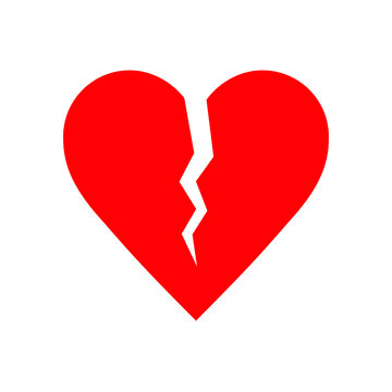 Broken red heart high quality vector icon isolated. Heart attack concept illustration