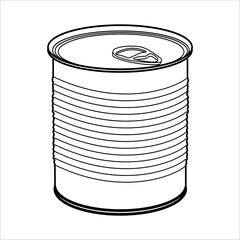 Opened tin can. Vector outline icon. cartoon