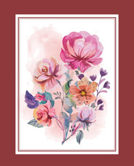 bouquet of roses watercolor flower illustration