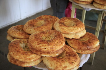 Breads for sale at the market in Tashkent, Uzbekistan