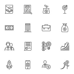 Business and finance line icons set