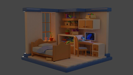 Fototapeta premium Cozy room in dark tones Png