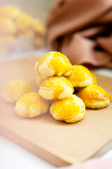 Nastar tart. cake with pineapple jam in it. Very popular for Eid and other special moments. Isolated background in white