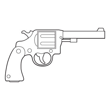 pistol gun line vector illustration