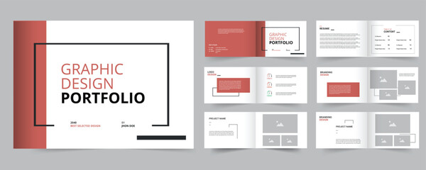 Graphic design portfolio template, A5 Graphic Designer Portfolio - obrazy, fototapety, plakaty