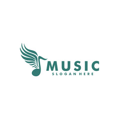 Fototapeta na wymiar music logo vector with wing, music logo template