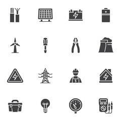 Electricity vector icons set
