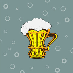 a glass of beer wreath on a white isolated background
