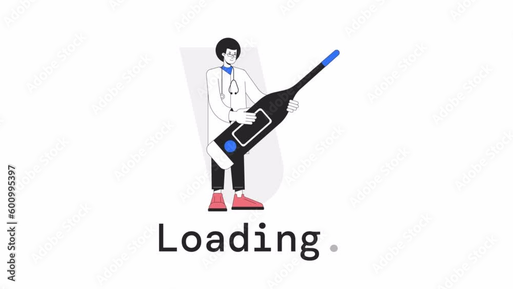 Aufkleber check temperature loader animation. male doctor holding thermometer. flash message 4k video footage.
