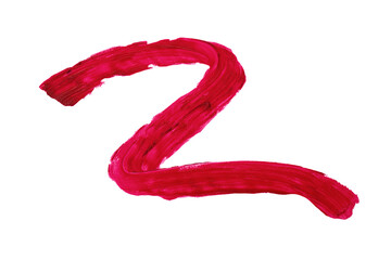 Red lipstick swatch isolated on white background. Brush stroke of lipstick or wet eye shadow for design.