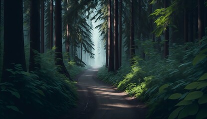 Walkway on a forest from Generative AI