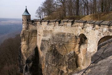 Obraz premium Saxon Switzerland, part of the Elbe Sandstone Mountains, is known for its breathtaking rocky landscape and diverse hiking trails
