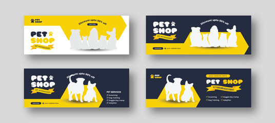 Pet shop or pet care web banner social media Facebook cover template