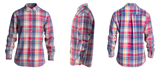 Male shirt with long sleeves. Button down shirt. Checkered