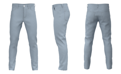 Blue jeans isolated on white background. Closeup of a stylish blue denim jeans