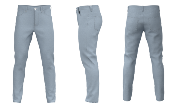 Blue jeans isolated on white background. Closeup of a stylish blue denim jeans