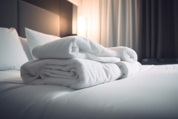 Fototapeta na wymiar towel room fresh home hotel luxury bed resort service white. Generative AI.