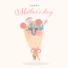 Mothers day greeting card with flowers