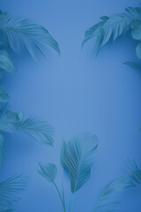 Fototapeta na wymiar Summer travel concept. Banner with copy space. Trendy blue and calm color, generative ai